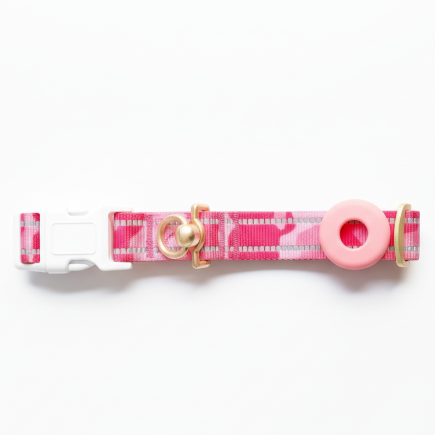 Reflective AirTag Dog Collar - Anti-Loss, Tangle-Free, Durable Nylon for Safe Day & Night Walks | HRR Dog AirTag Holde