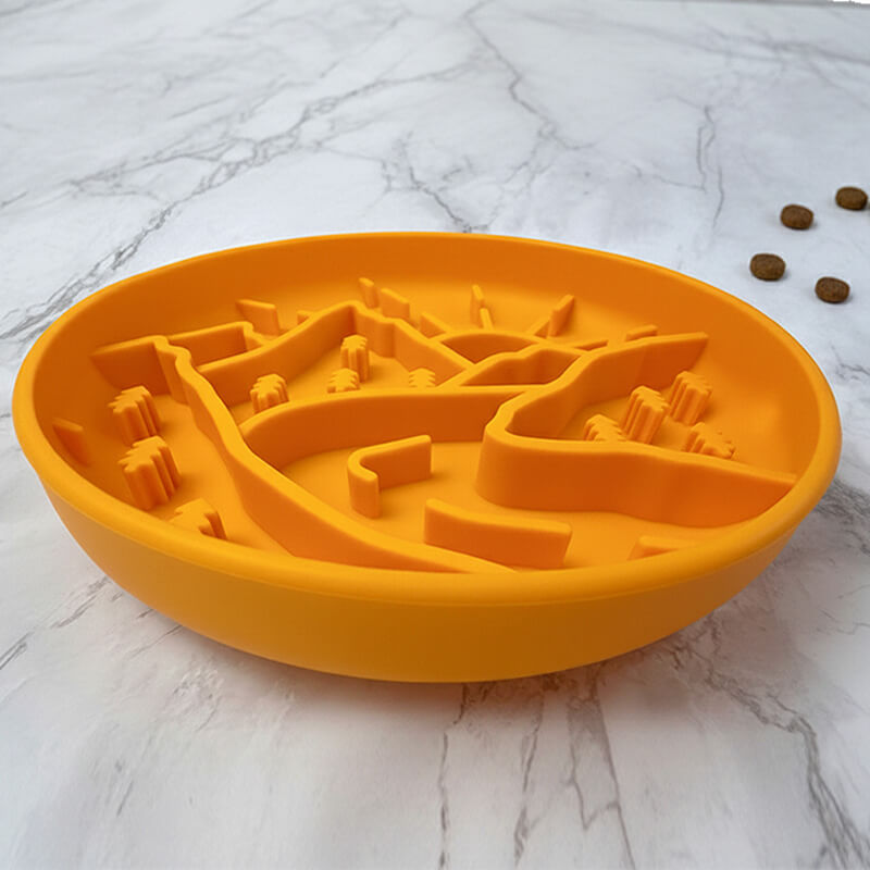⛰️Mountaineer Themed Slow Feeder Bowl-Orange&Cream&Purple