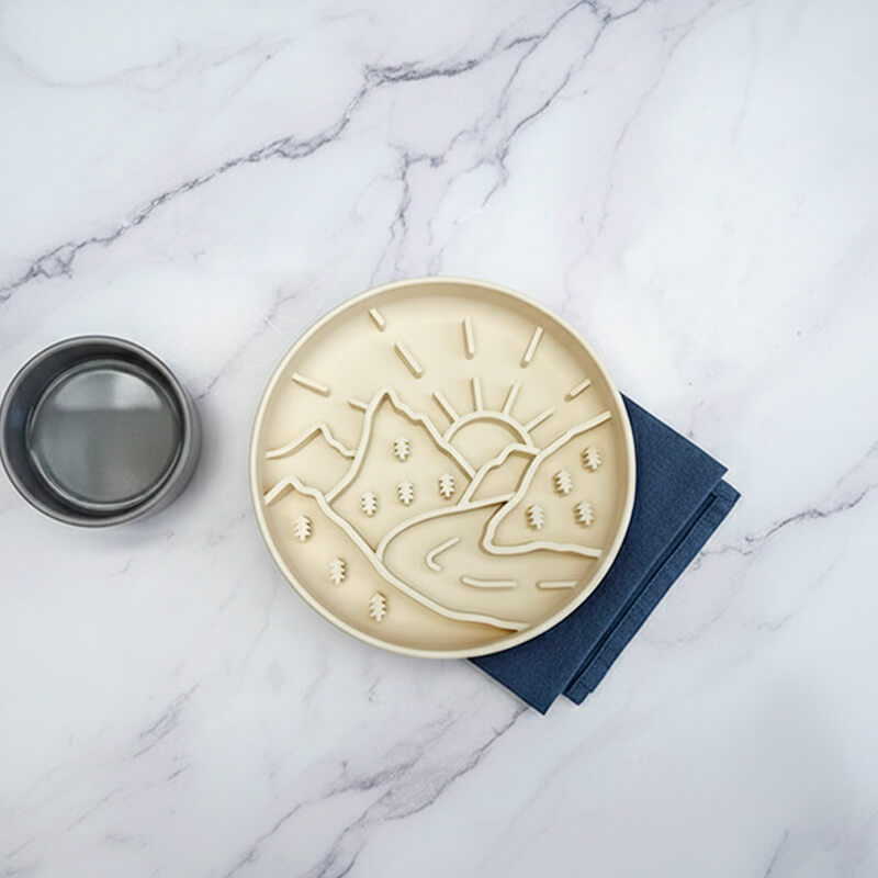 ⛰️Mountaineer Themed Slow Feeder Bowl-Orange&Cream&Purple