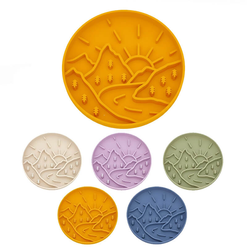 ⛰️Mountaineer Themed Slow Feeder Bowl-Orange&Cream&Purple