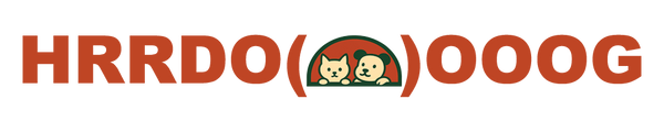 Logo of HRRDOOOOOOD
, featuring a cute cat and dog illustration inside a red circular background, with bold "HRRDOG" text in orange