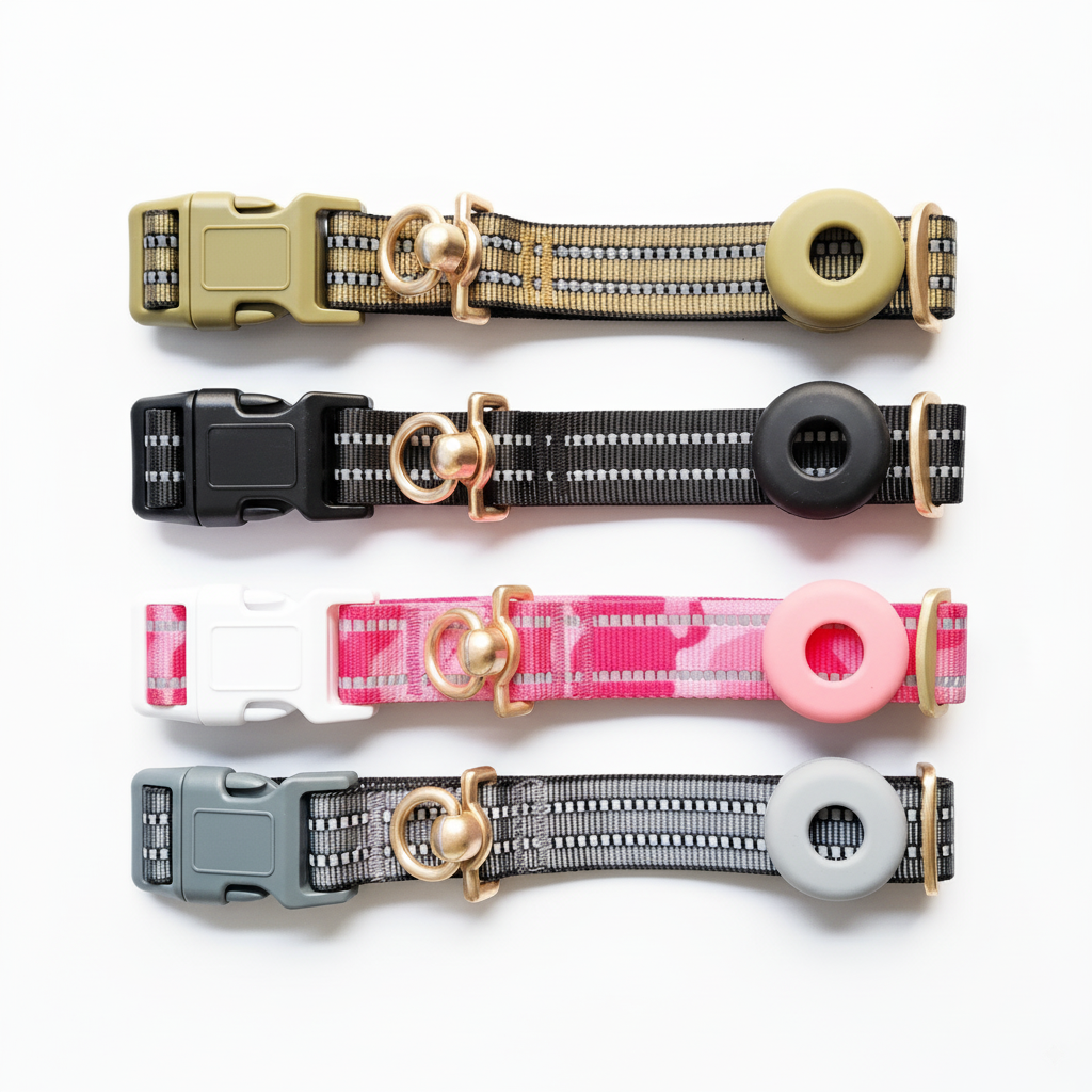 Reflective AirTag Dog Collar - Anti-Loss, Tangle-Free, Durable Nylon for Safe Day & Night Walks | HRR Dog AirTag Holde