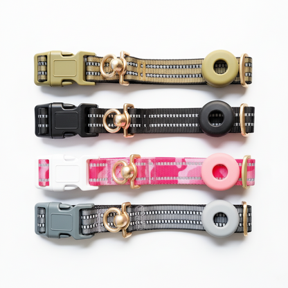 Reflective AirTag Dog Collar - Anti-Loss, Tangle-Free, Durable Nylon for Safe Day & Night Walks | HRR Dog AirTag Holde