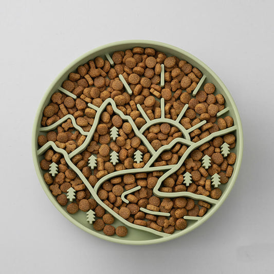 ⛰️Mountaineer Themed Slow Feeder Bowl-Green&Blue