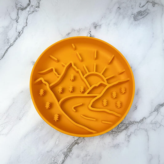 ⛰️Mountaineer Themed Slow Feeder Bowl-Orange&Cream&Purple