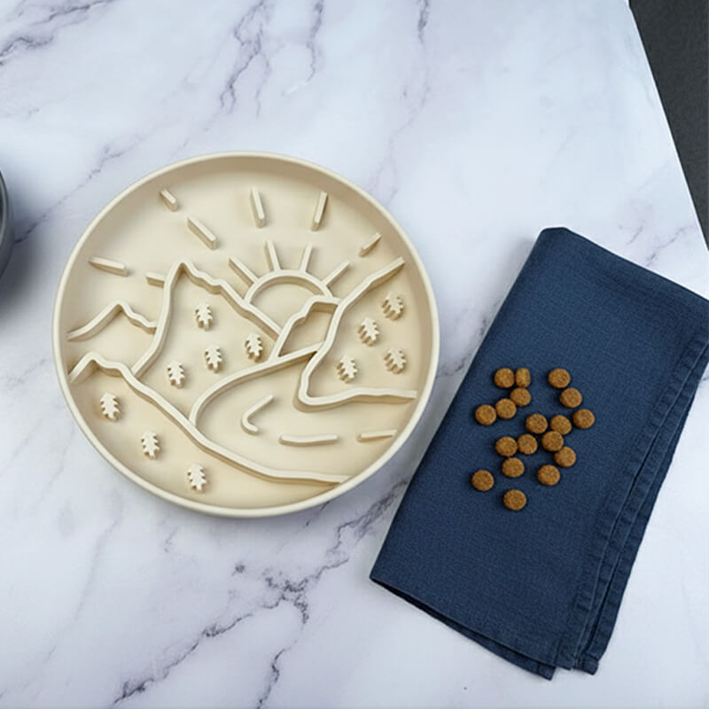 ⛰️Mountaineer Themed Slow Feeder Bowl-Orange&Cream&Purple