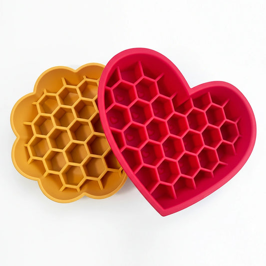 Yellow Honeycomb Silicone Slow Feeder Bowl (Flower Shape)