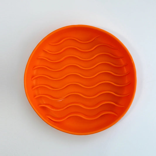 Orange Wave Silicone Slow Feeder for Small Dogs