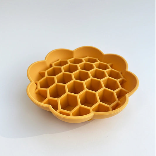 Yellow Honeycomb Silicone Slow Feeder Bowl (Flower Shape)