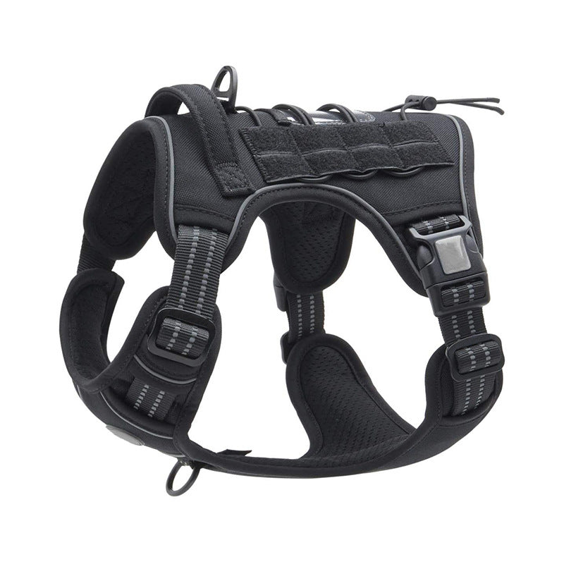 🌿 简洁版	Black escape-proof dog harness for large breeds with breathable mesh and adjustable straps