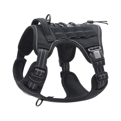 🌿 简洁版	Black escape-proof dog harness for large breeds with breathable mesh and adjustable straps