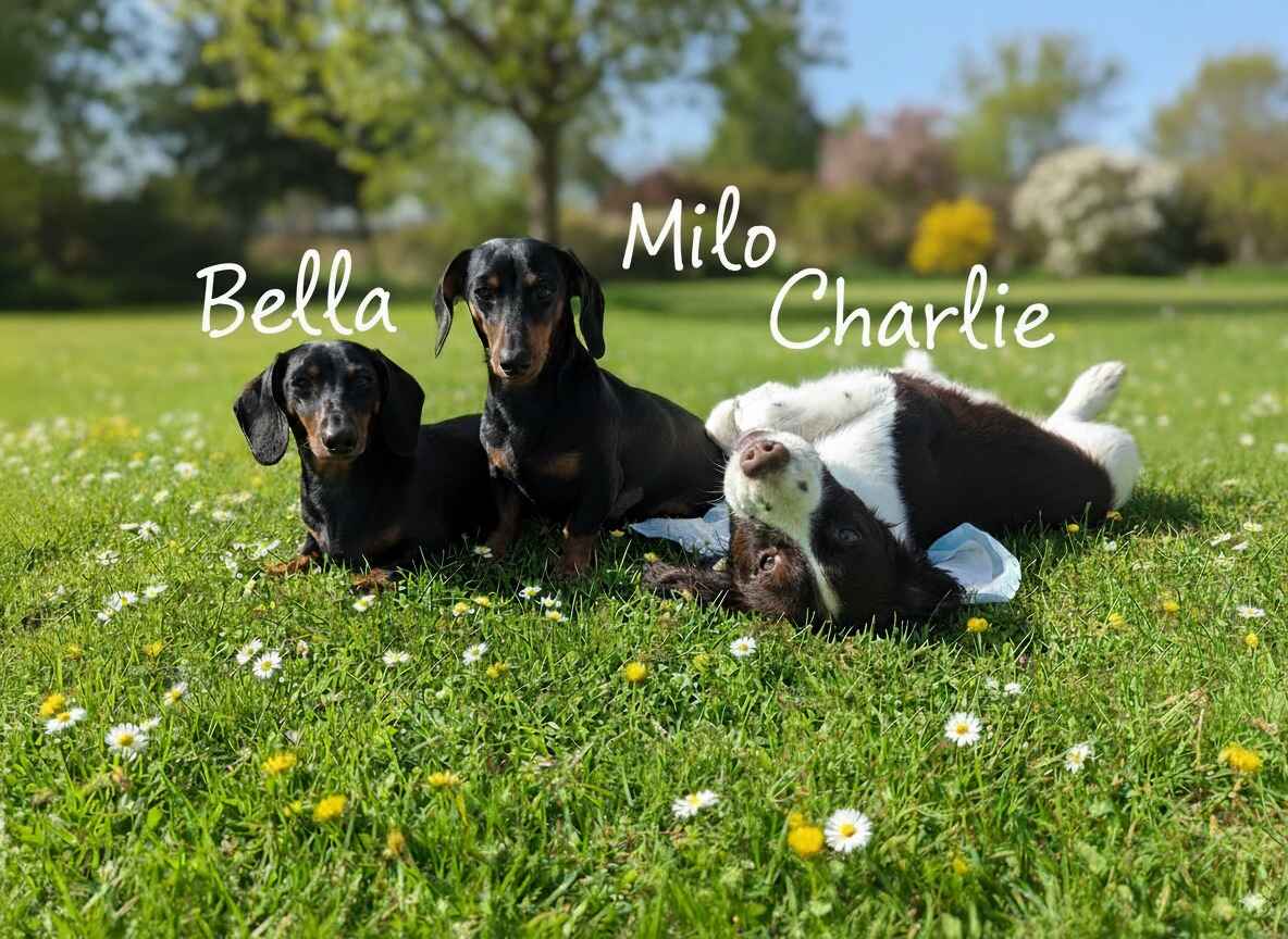 Happy dog with pet collar, tag, and bowl from HRR Dog Store-about us